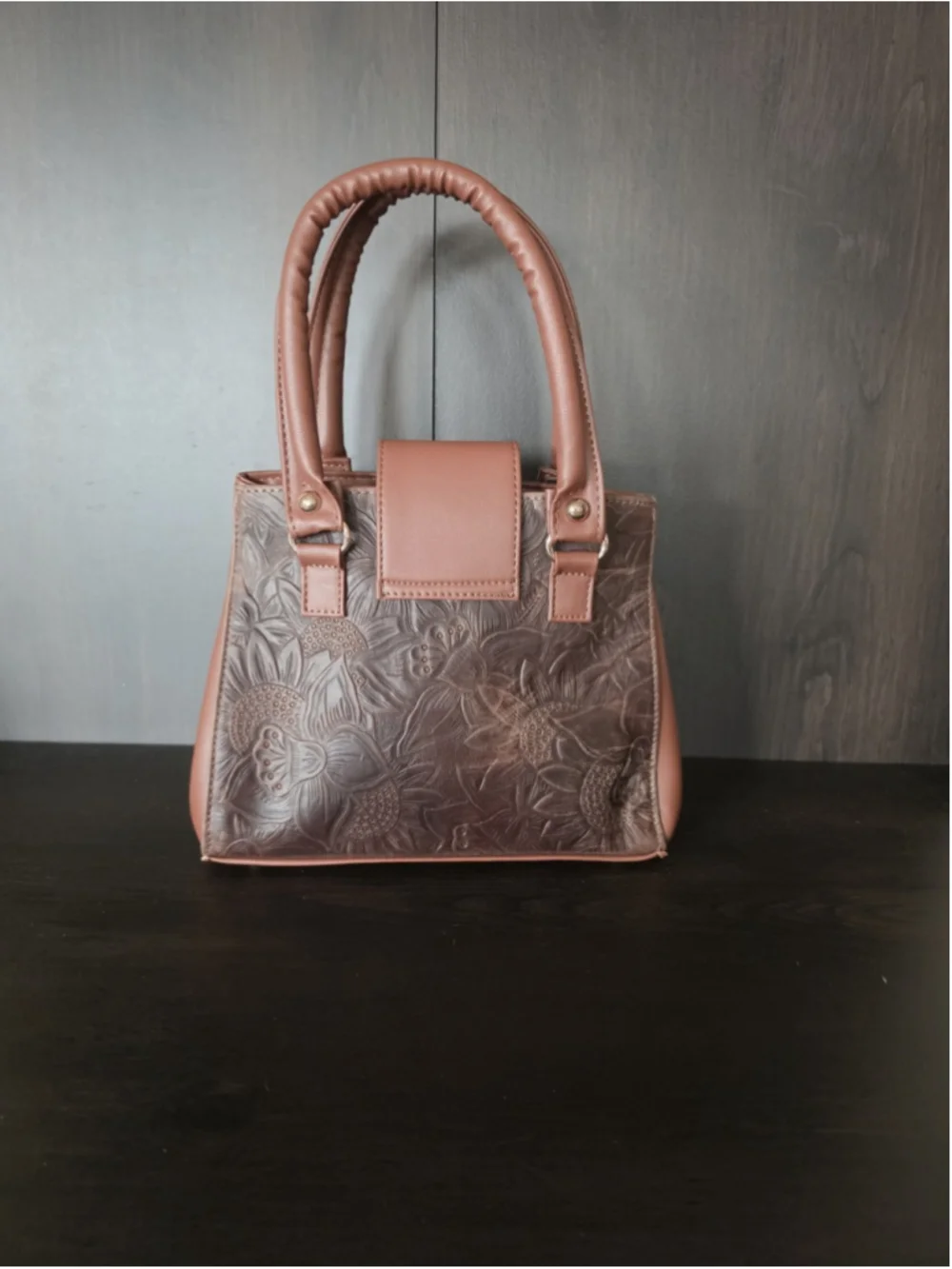 Chocolate Brown Tasseled Floral Embossed Tooled Artisan LEATHER Crossbody Purse